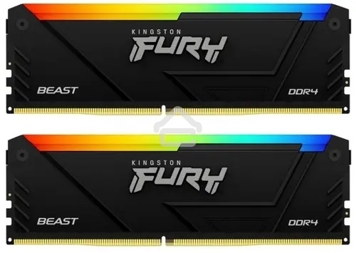 Оперативная память Kingston Fury Beast, DDR4, 16GB (2x8GB), 3600MHz, CL17, DIMM, с радиаторами, RGB, черный