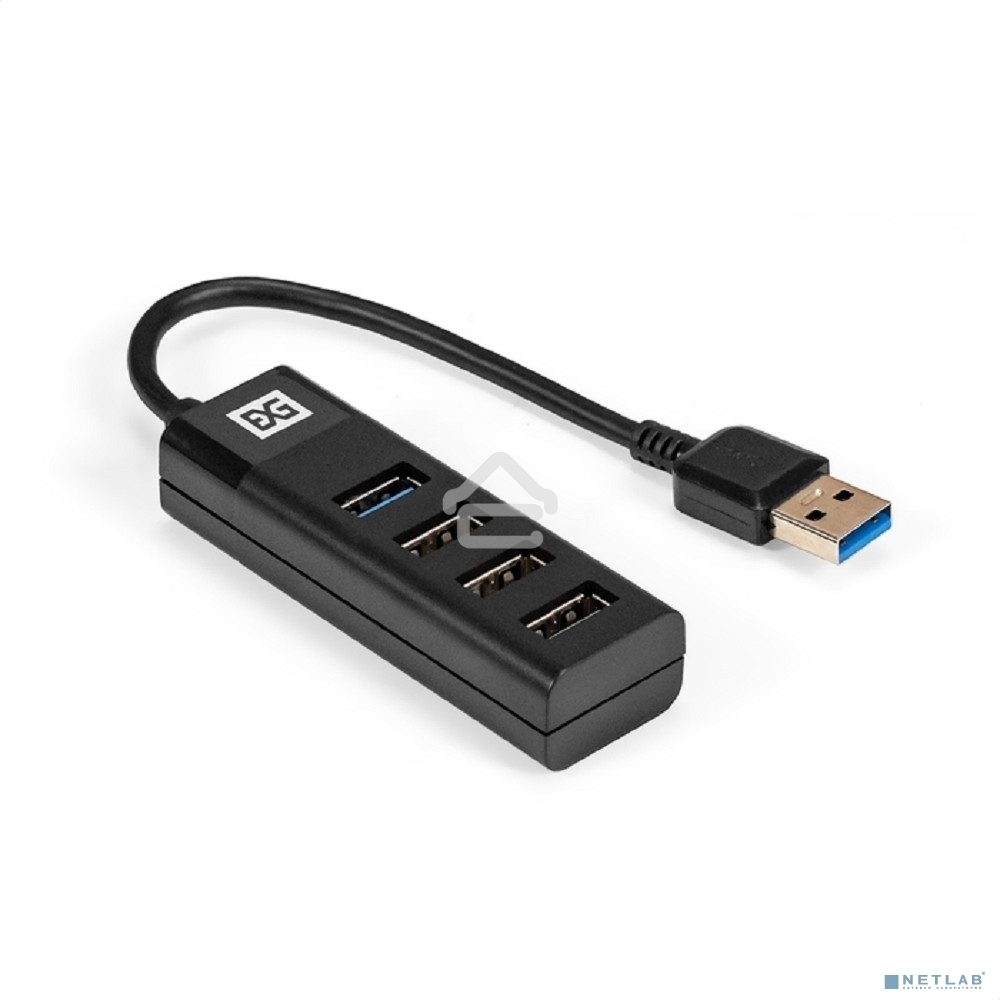 Хаб USB (концентратор) 4-в-1 ExeGate DUB-3213 (кабель-адаптер USB2.0 --> 3xUSB2.0, 1xUSB3.0, Plug&Play, черный)