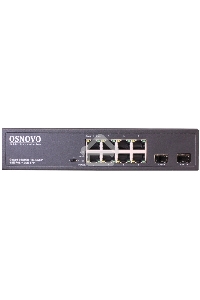Коммутатор OSNOVO Гигабитный PoE коммутатор на 10 портов, 8 *10/100/1000 Base-T PoE, 2*SFP 1000 Base-T, PoE на порт до 30W, суммарно до 150W