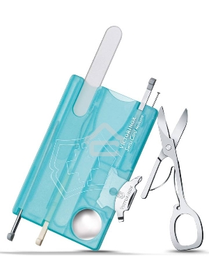Швейцарская карта Victorinox SwissCard Nailcare (0.7240.T21) бирюзовый полупрозрачный коробка подарочная
