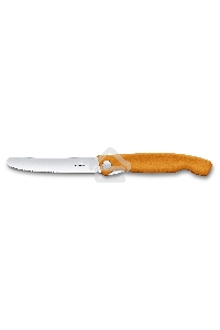 Нож кухонный Victorinox Swiss Classic (6.7836.F9B) стальной для овощей лезв.110мм серрейт. заточка оранжевый блистер