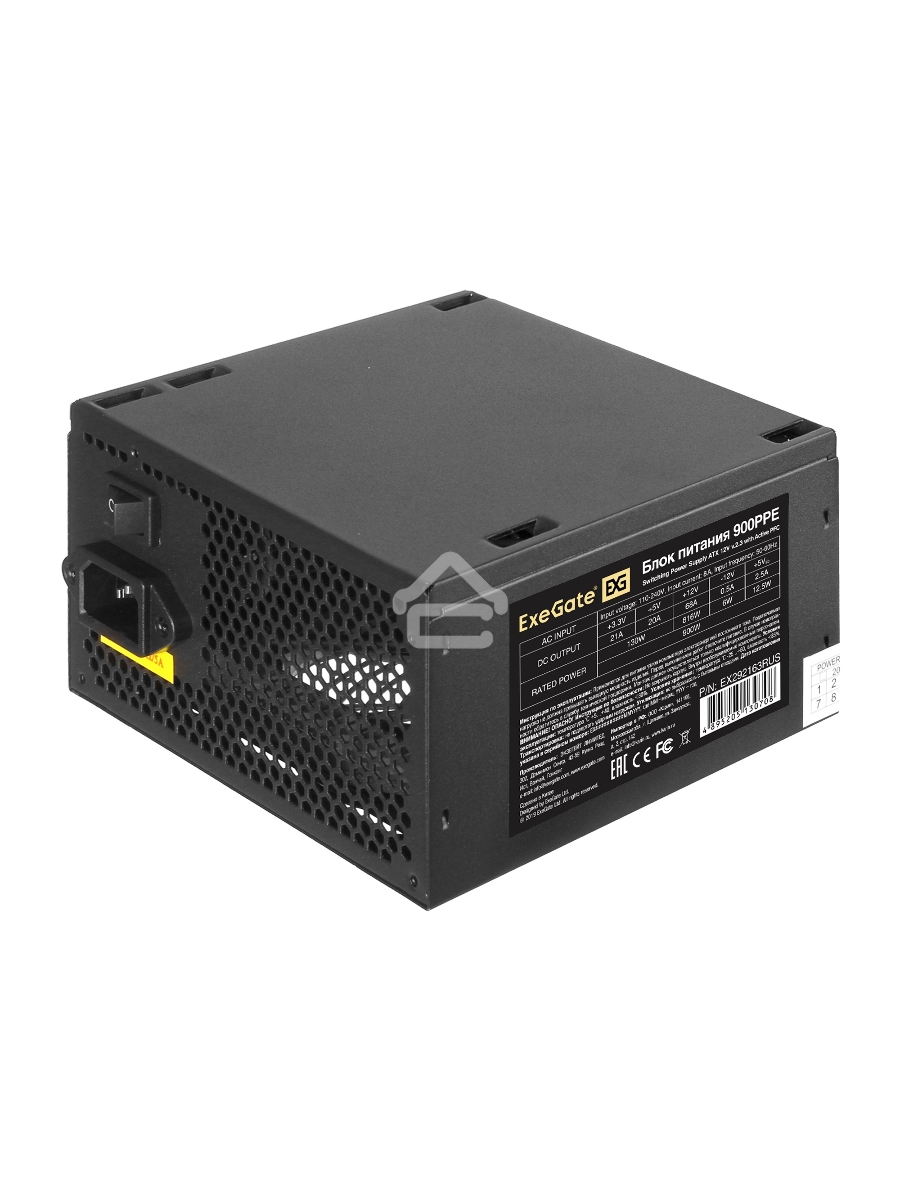 Блок питания ExeGate 900PPE (EX292163RUS), 900Вт, 80 PLUS, 120мм, черный