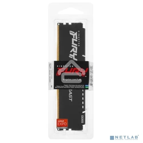 Оперативная память Kingston Fury Beast, DDR5, 16Gb (1x16GB), 5600MHz, CL36, DIMM, с радиатором, черный