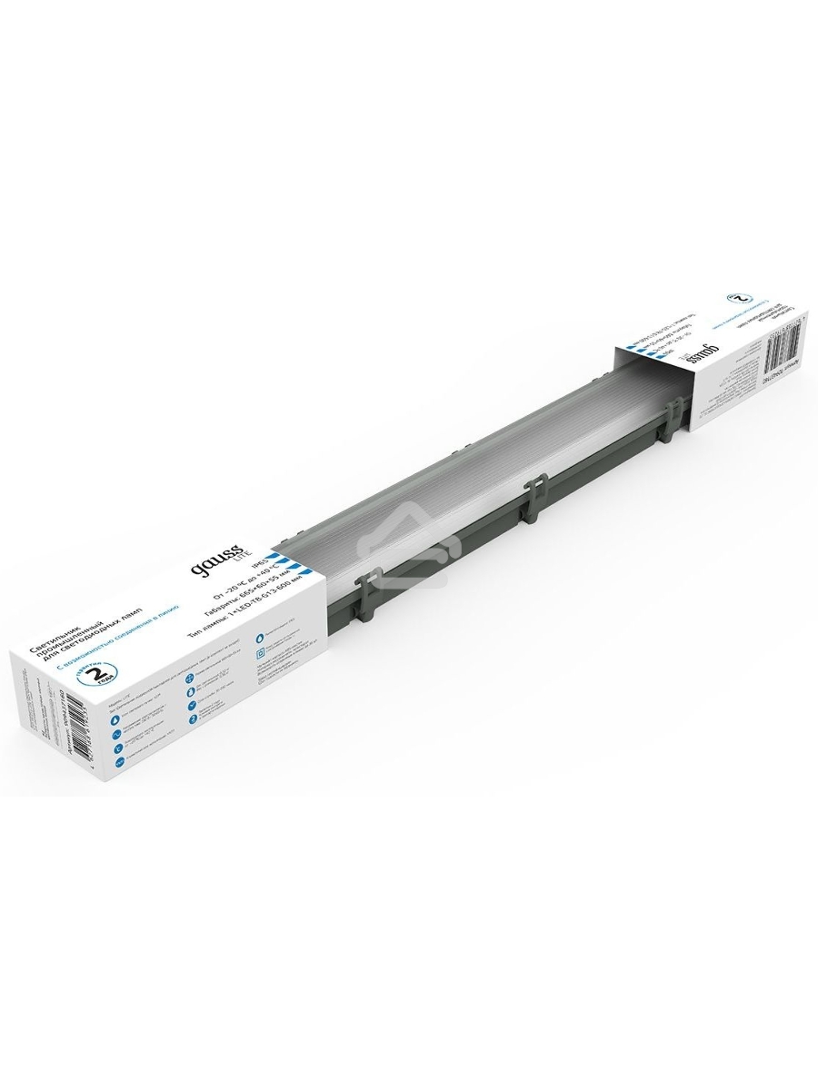 Светильник линейный Gauss СПП-Т8-G13 LITE 220-230V IP65 665*60*55мм для LED ламп 1х600мм 1/16