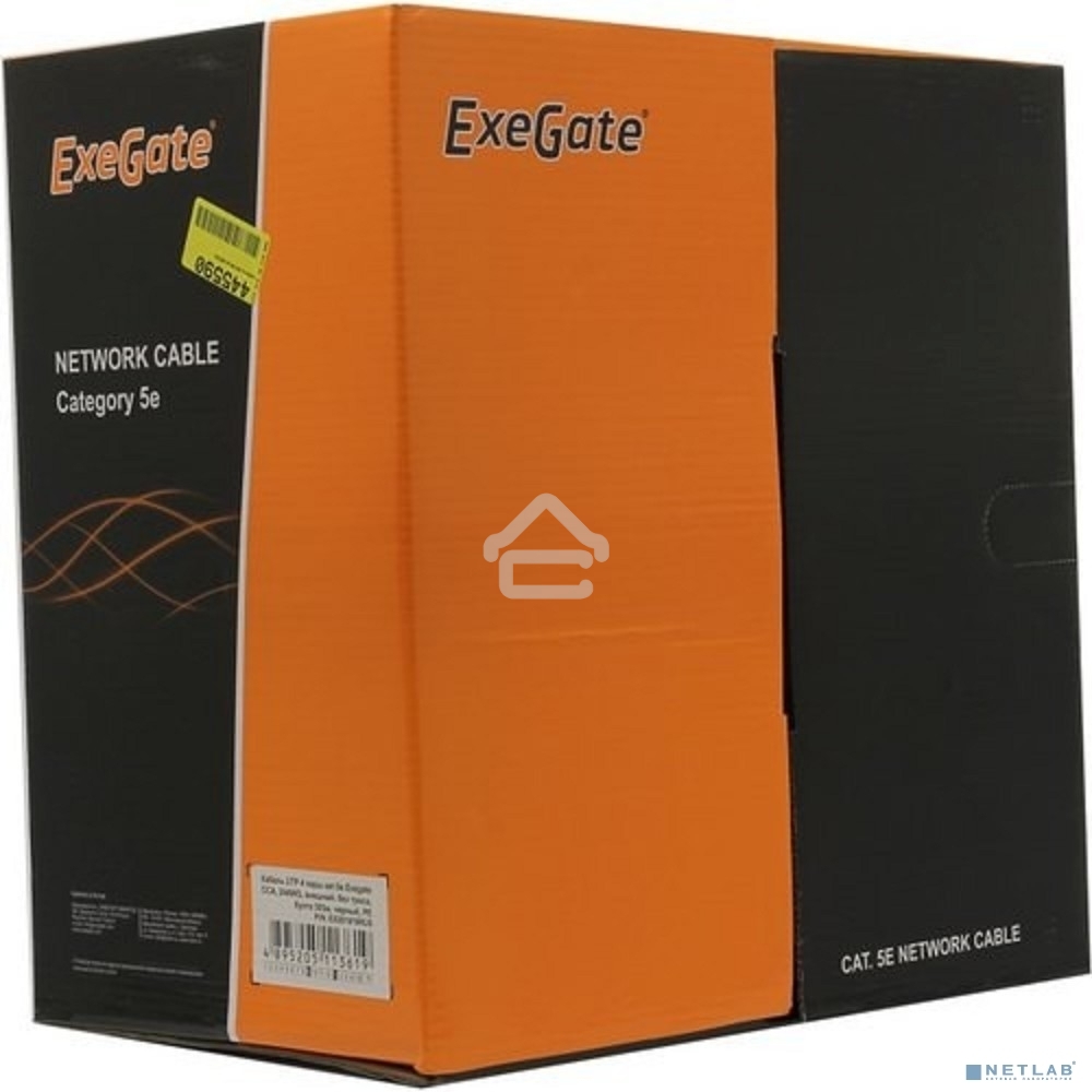 Кабель ExeGate UTP 4 пары кат.5e CCA, 24AWG, внешн., без троса, бухта 305м, черный, PE