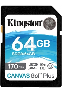 Флеш карта Kingston 64GB SDXC Canvas Go Plus 170R C10 UHS-I U3 V30 EAN: 740617301397