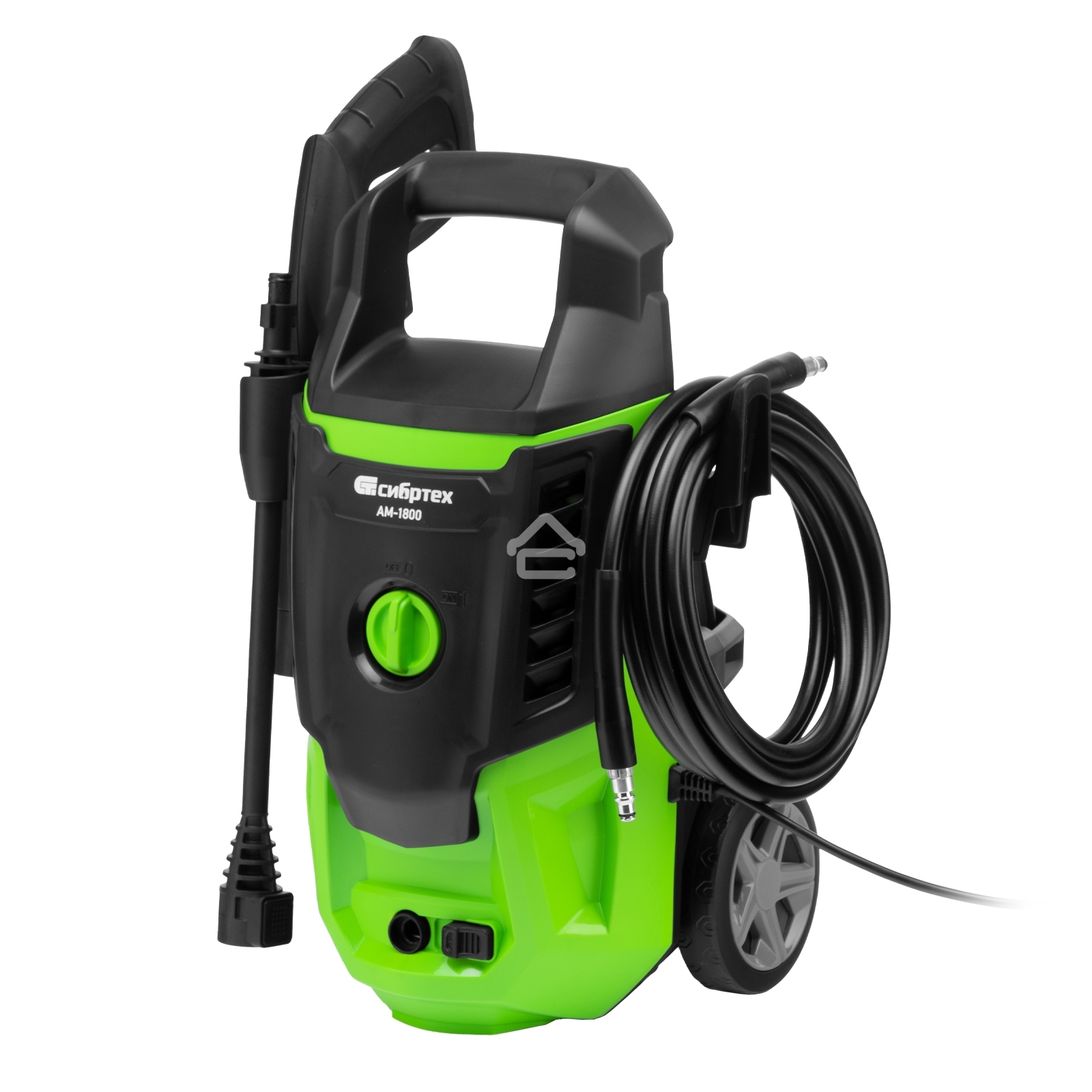 Моечная машина высокого давления Сибртех АМ-1800, 1800 Вт, 140 бар, 350 л/ч, колесная