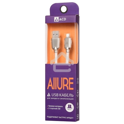 Кабель USB ACD-Allure MicroUSB - USB-A Кожа, 1м, белый