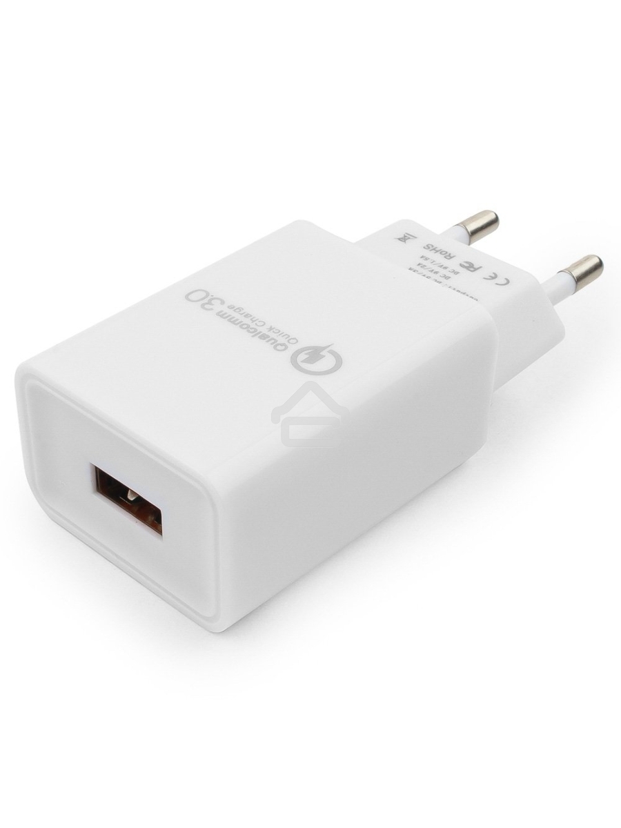 Адаптер питания Cablexpert MP3A-PC-16, QC 3.0, 100/220V - 1 USB порт 5/9/12V, белый