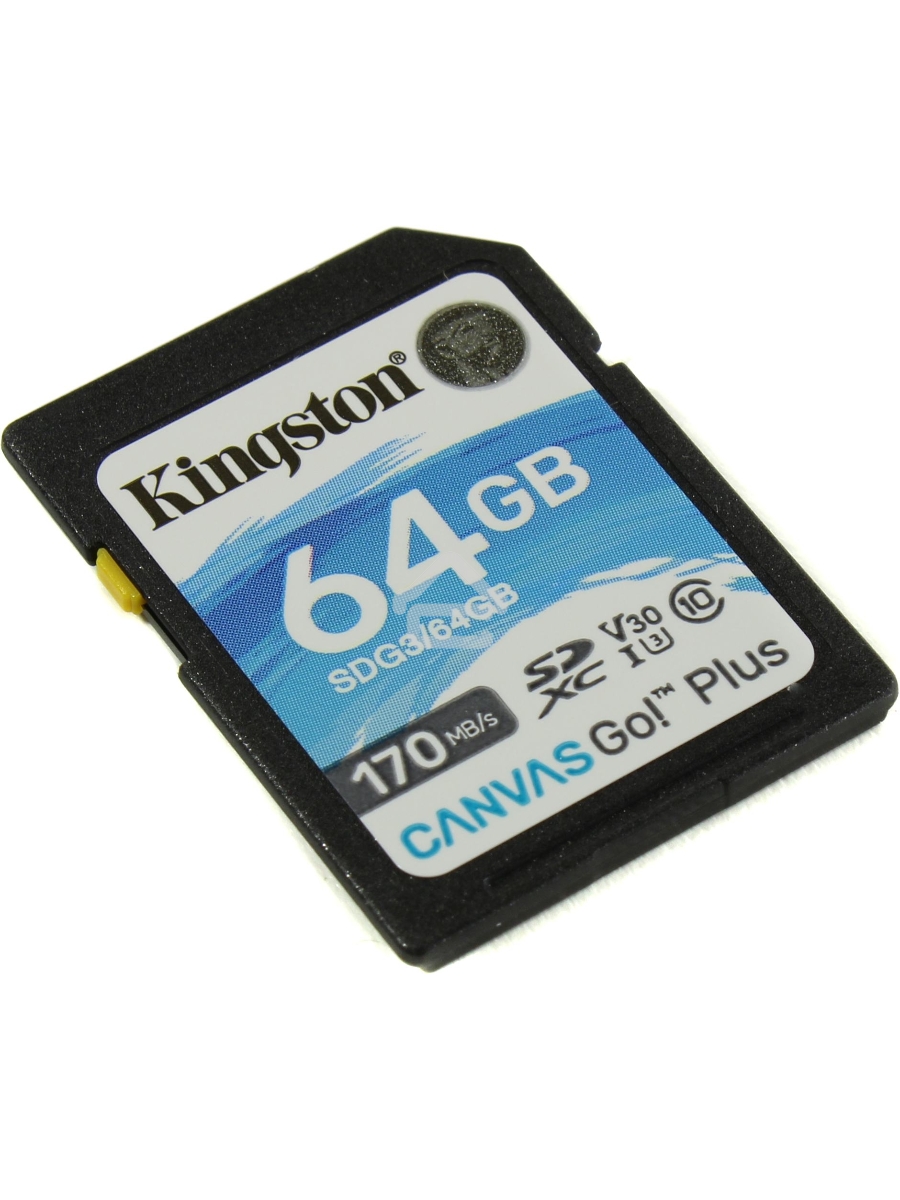 Флеш карта Kingston 64GB SDXC Canvas Go Plus 170R C10 UHS-I U3 V30 EAN: 740617301397