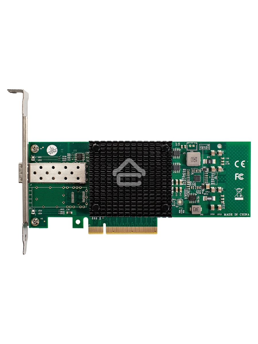 Сетевой адаптер ExeGate EXE-X520-DA1 (PCI-E x8 v3.0, порты 1xSFP+ 10Gb/s (10/5/2.5/1Gb/s, 100Mb/s), Server NIC Intel Chipset JL82599EN)