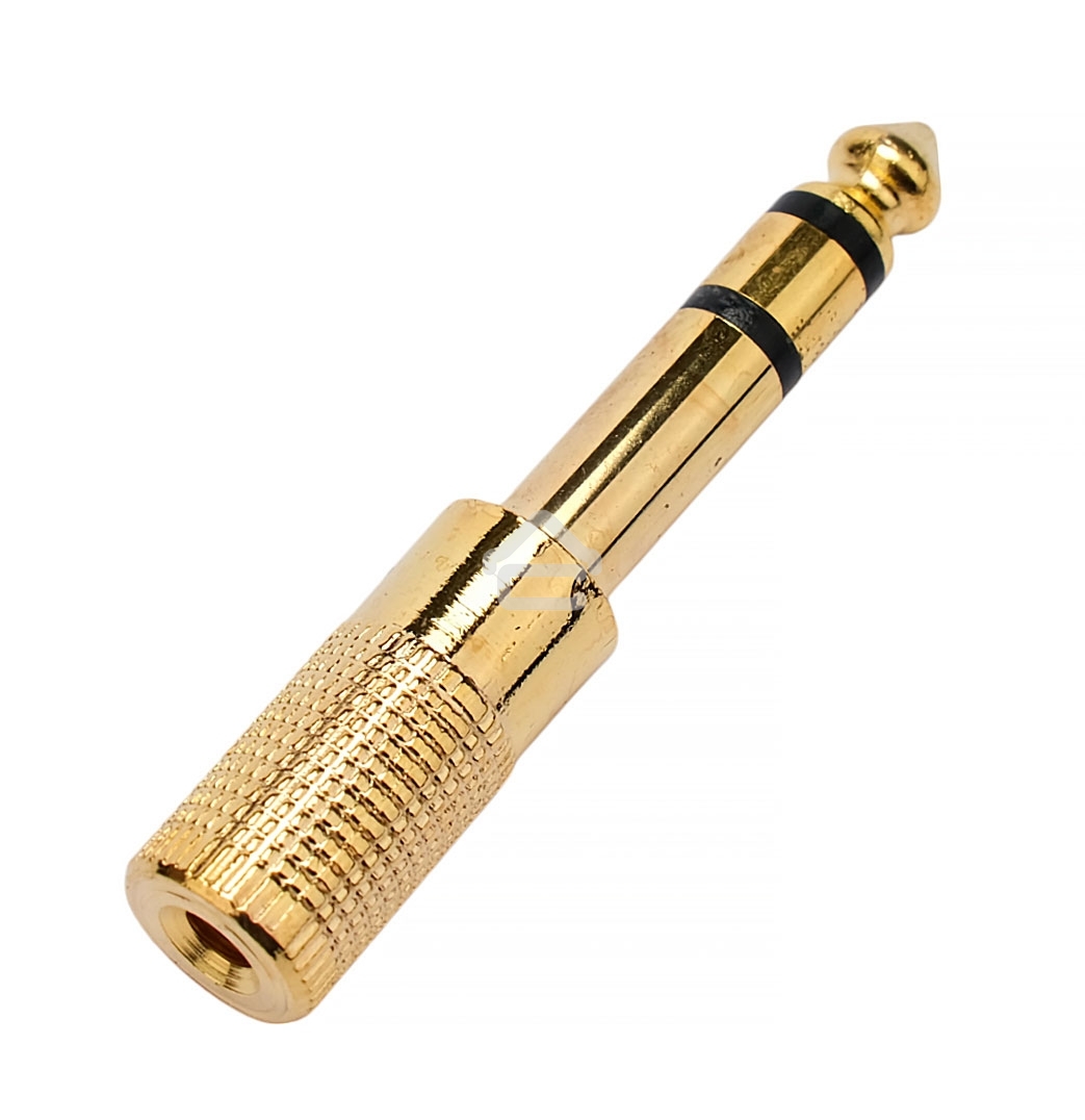 Аудио переходник Cablexpert A-35M-63F, Jack3.5(M) на Jack6.3(F) стерео, золотой, пакет