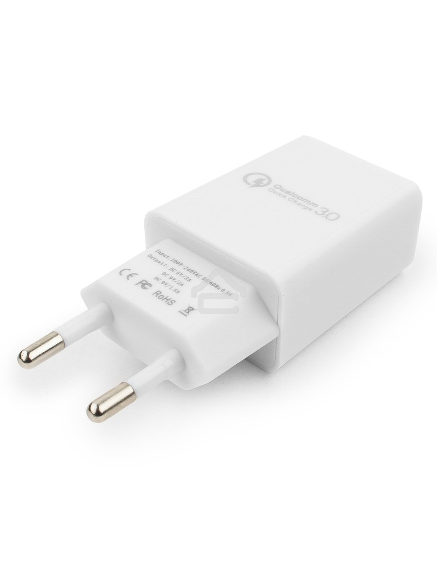 Адаптер питания Cablexpert MP3A-PC-16, QC 3.0, 100/220V - 1 USB порт 5/9/12V, белый