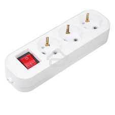 Колодка Rexant 3 гнезда с кнопкой c заземлением