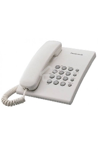 Телефон проводной Panasonic KX-TS2350RUW белый {повтор номера, регул-ка громкости, кр.на стену}