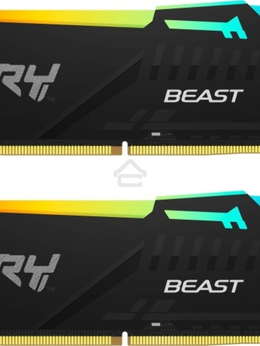 Оперативная память Kingston Fury Beast, DDR5, 16GB (2x8GB), 5600MHz, CL40, DIMM, с радиаторами, RGB, черный