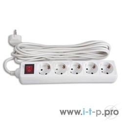 Сетевой удлинитель Buro BU-PS5.3/W 3 м (5 розеток) белый (пакет ПЭ)