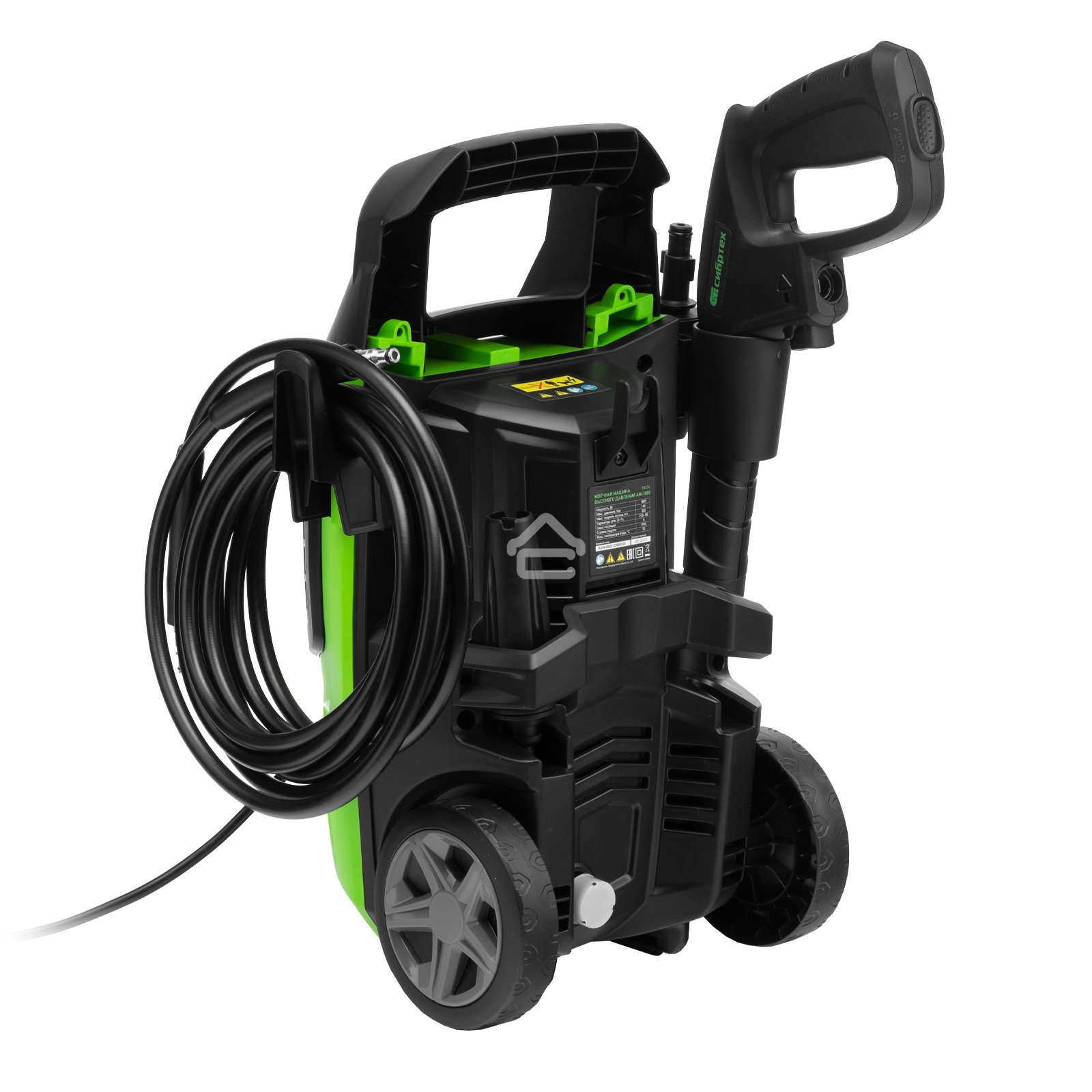 Моечная машина высокого давления Сибртех АМ-1800, 1800 Вт, 140 бар, 350 л/ч, колесная