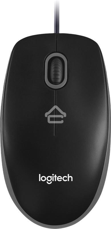 Мышь проводная Logitech B100 черный, 1000 dpi, USB, кнопки - 3