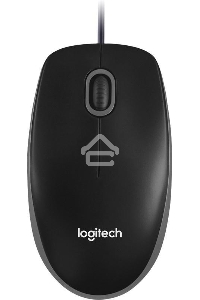 Мышь проводная Logitech B100 черный, 1000 dpi, USB, кнопки - 3