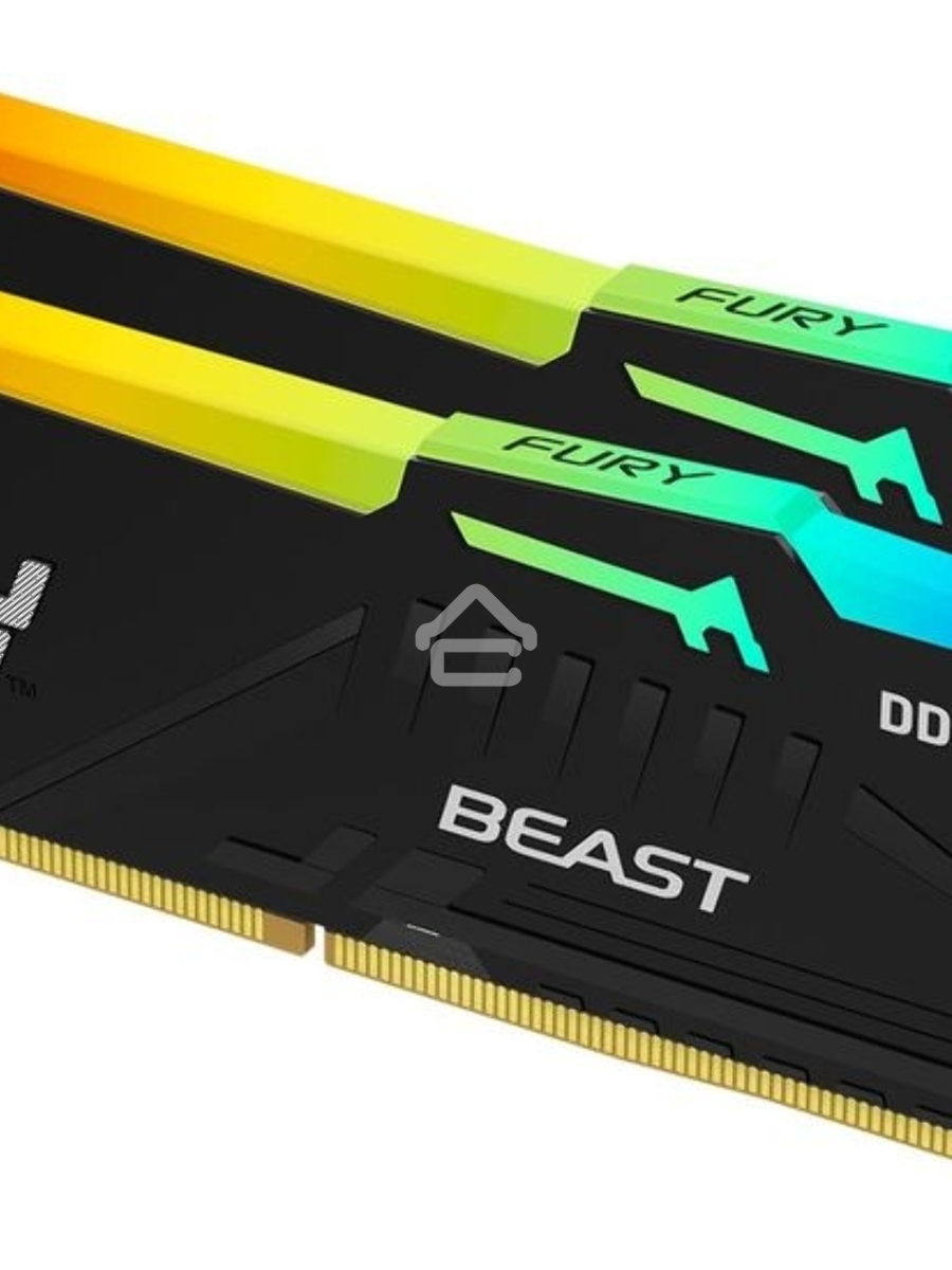 Оперативная память Kingston Fury Beast, DDR5, 16GB (2x8GB), 5600MHz, CL40, DIMM, с радиаторами, RGB, черный