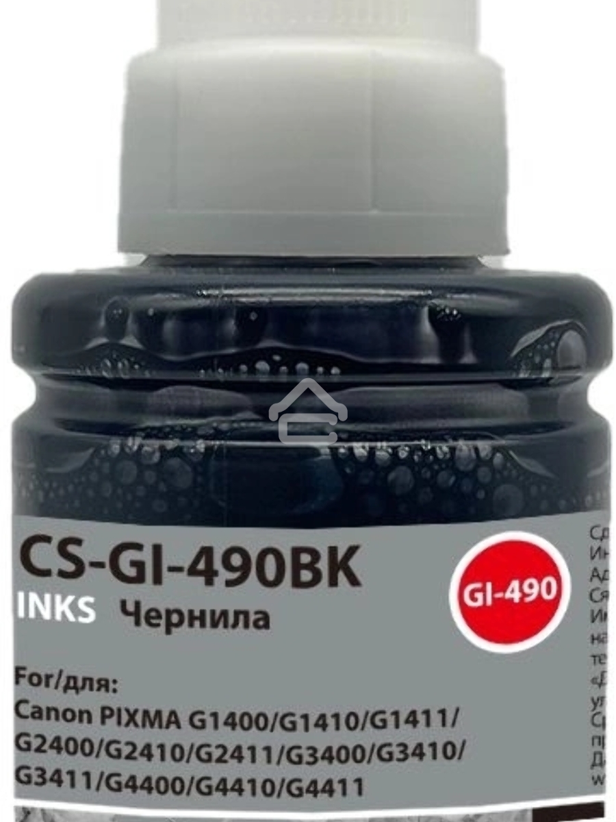 Чернила Cactus CS-GI-490BK черный пигментный 135мл для Canon PIXMA G1400/G1410/G1411/G2400/G2410/G2411/G3400/G3410/G3411/G4400/G4410/G4411