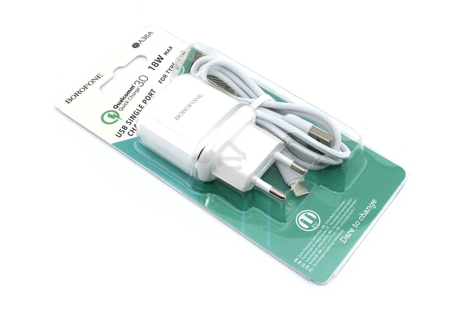 Зарядное устройство BOROFONE BA36A High speed QC 3.0 один порт USB, 5V, 3.0A, белый
