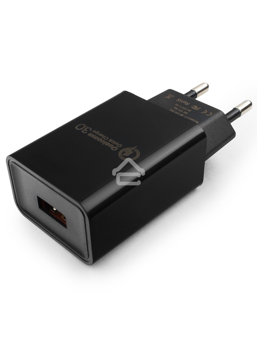 Адаптер питания Cablexpert MP3A-PC-17, QC 3.0, 100/220V - 1 USB порт 5/9/12V, черный