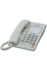Телефон проводной Panasonic KX-TS2363RUW белый {однокноп.набор 20 ном., спикерфон, автодозвон}