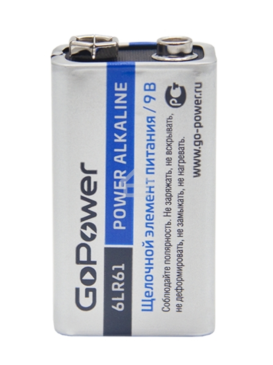 Батарейка GoPower Крона 6LR61 BL1 Alkaline 9V (1/10/240)