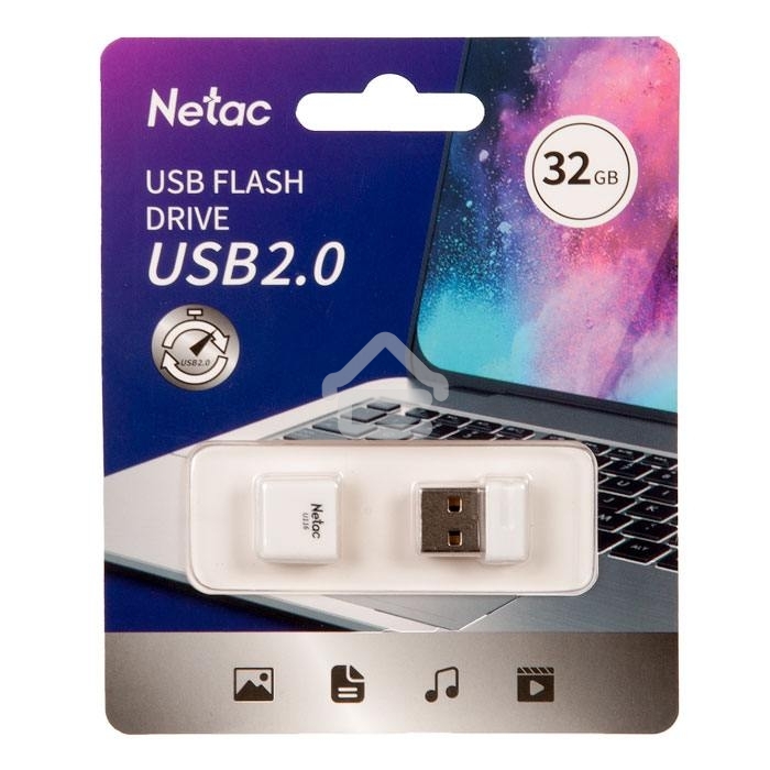 Флешка USB Netac U116 (NT03U116N-032G-20WH), 32Gb, USB 2.0, R/W 70/30, белый