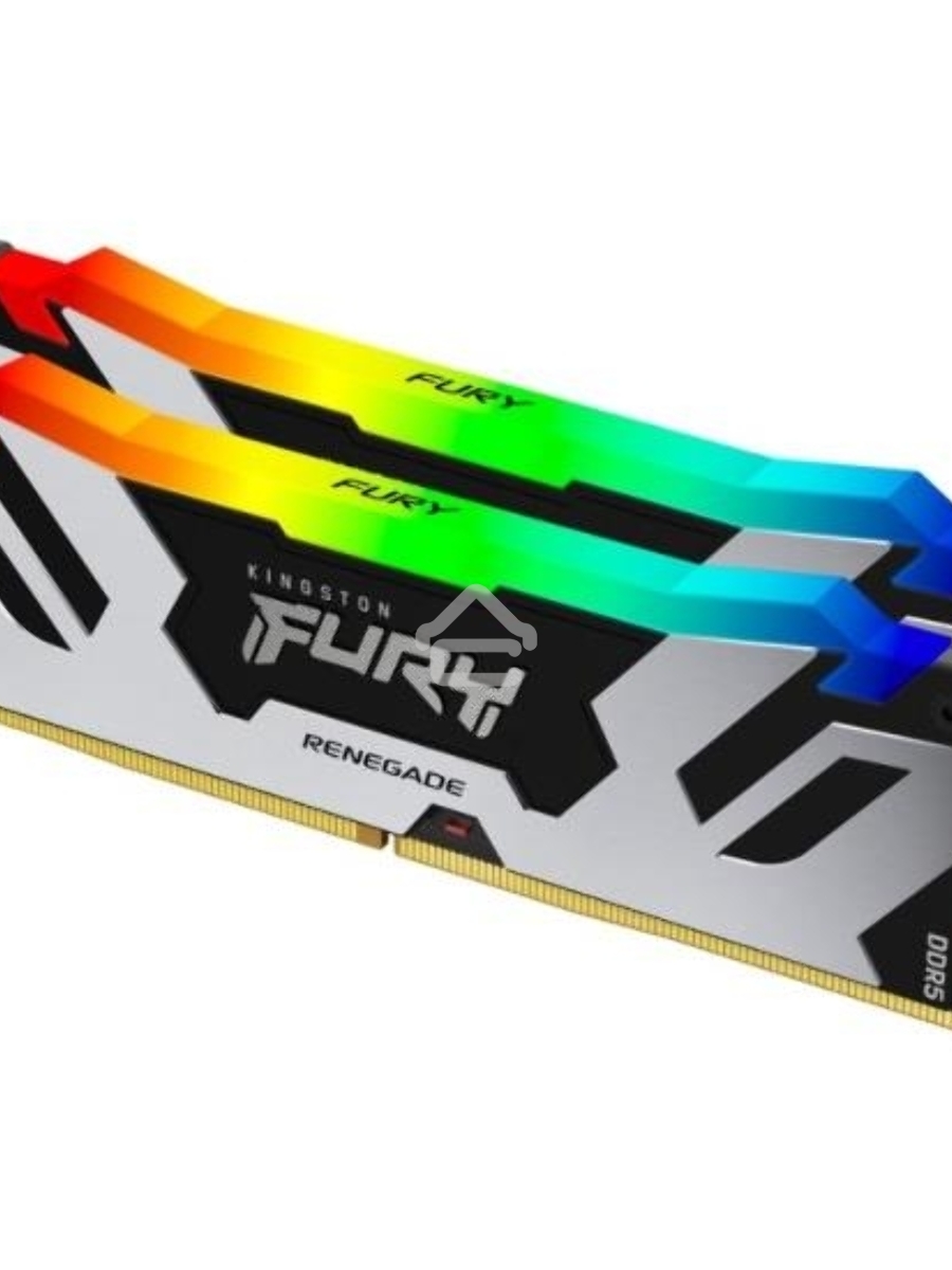 Оперативная память Kingston Fury Renegade, DDR5, 32GB (2x16GB), 6400MHz, CL32, DIMM, с радиатором, RGB, серебристый/черный