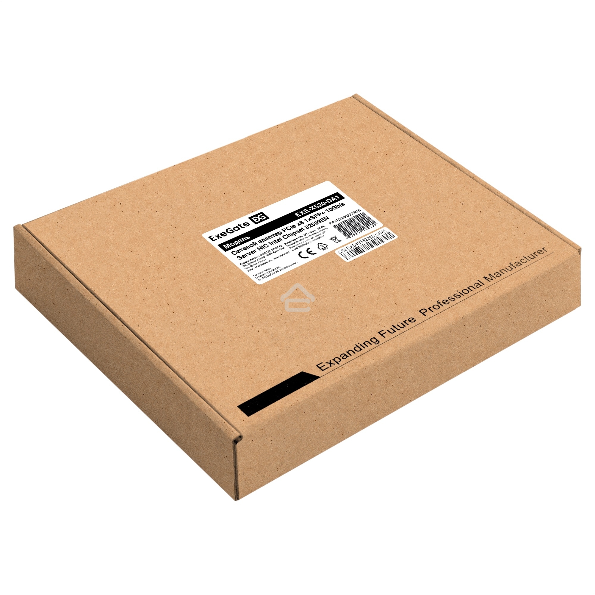 Сетевой адаптер ExeGate EXE-X520-DA1 (PCI-E x8 v3.0, порты 1xSFP+ 10Gb/s (10/5/2.5/1Gb/s, 100Mb/s), Server NIC Intel Chipset JL82599EN)