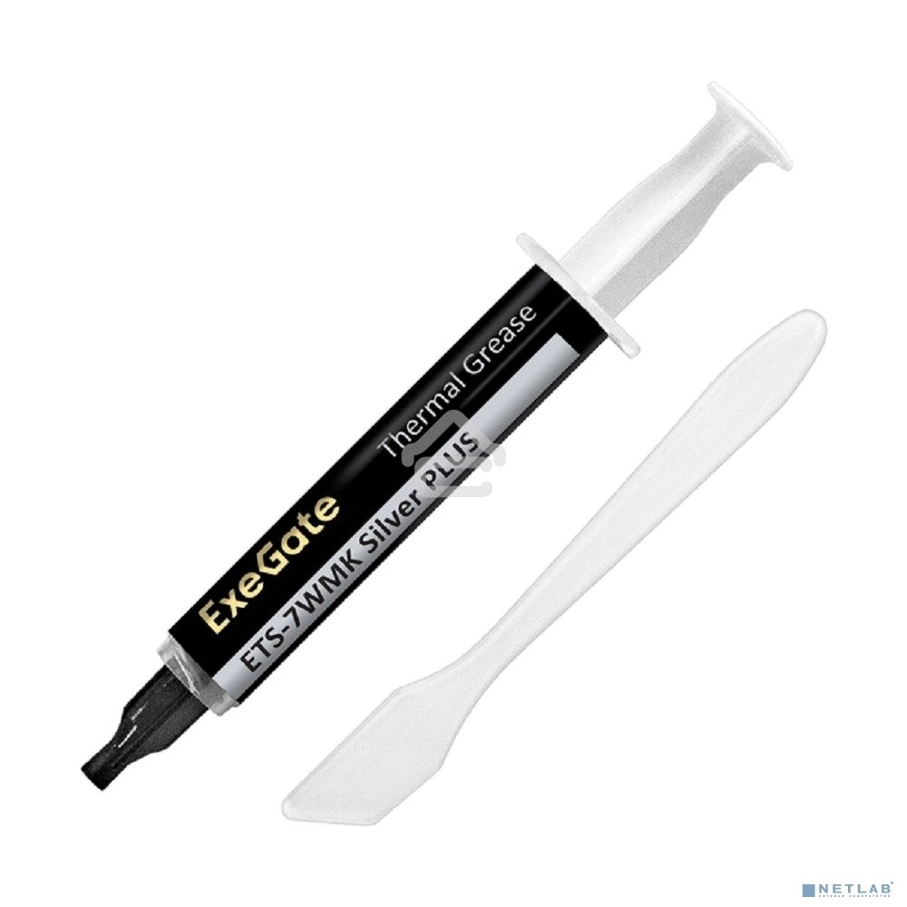 Термопаста ExeGate ETS-7WMK Silver PLUS (7,2 Вт/(м•К), 3г, шприц с лопаткой)