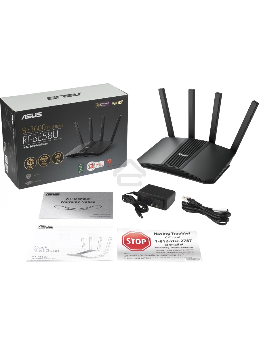Роутер беспроводной Asus RT-BE58U BE3600 100/1000/2500BASE-T черный