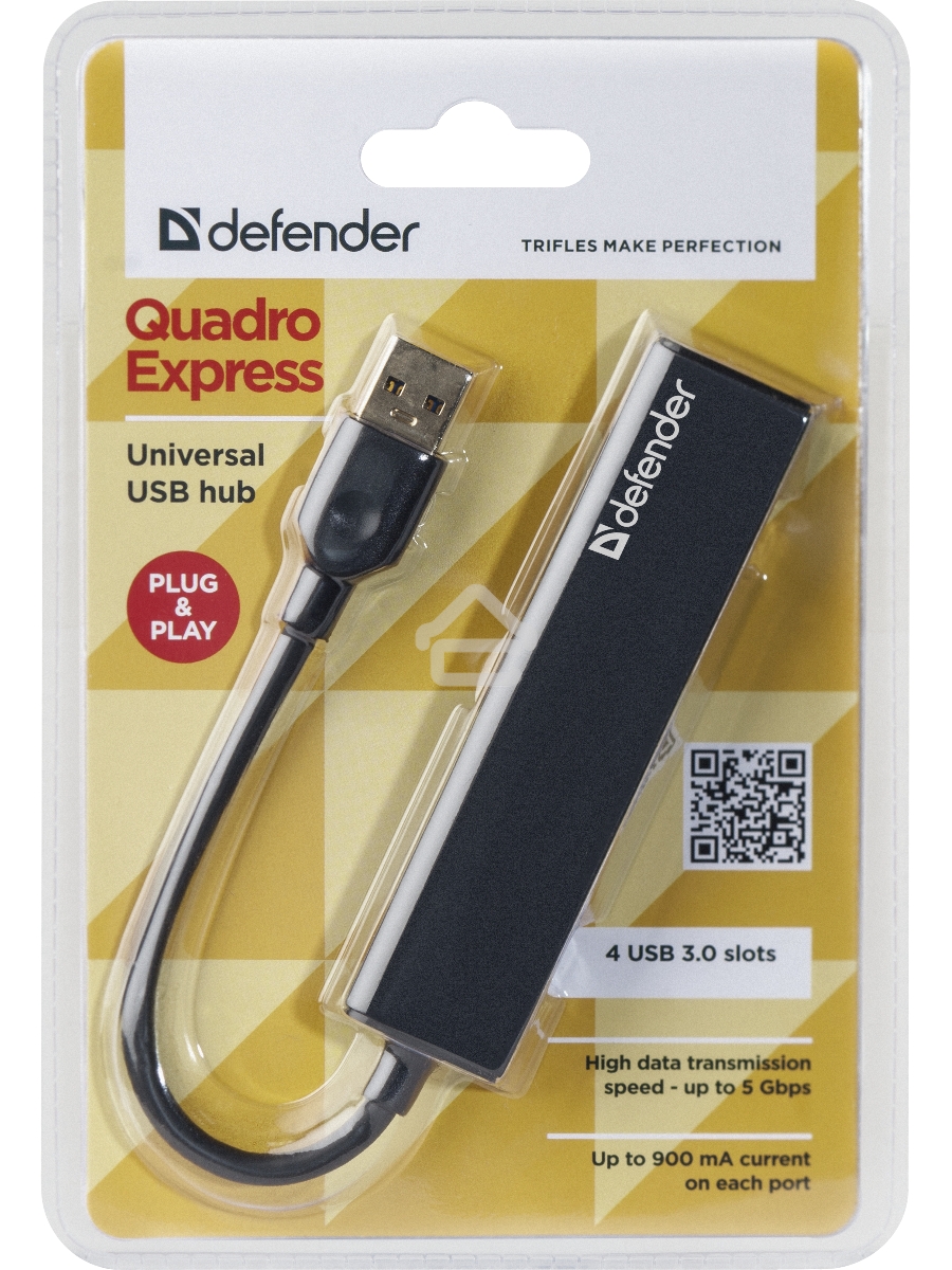 Универсальный USB Defender разветвитель Quadro Express USB3.0, 4 порта