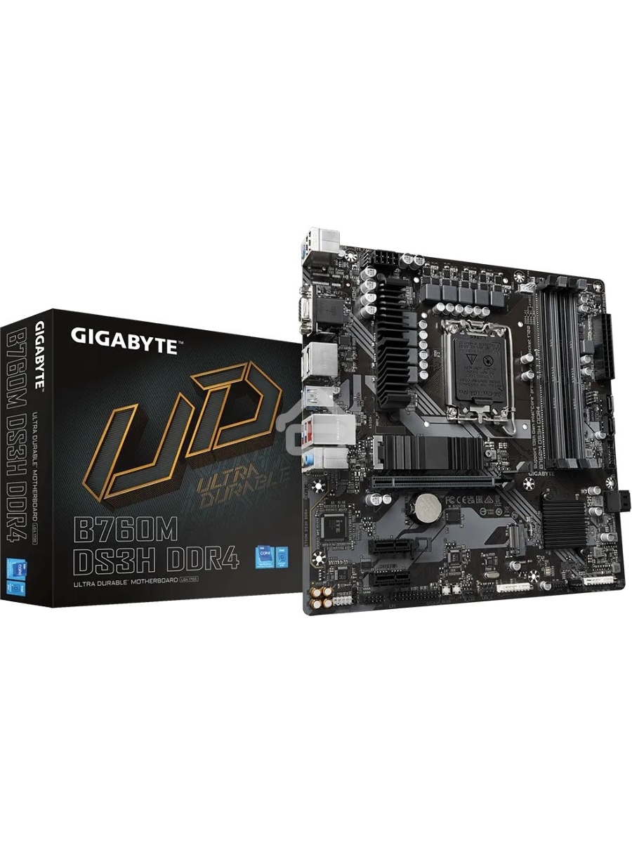 Материнская плата Gigabyte B760M DS3H DDR4, LGA 1700, Intel B760, 4xDDR4, 4xSATA, 2xM.2, 1xPCIe 4.0 x16, 2xPCIe x1, 1xHDMI, 1xDP, 1xVGA, 1x 2.5Gb LAN, 3xUSB-A 3.2 Gen 1, 1xUSB-C 3.2 Gen 2, 2xUSB-A 2.0, 3x3.5 мм, 7.1, mATX