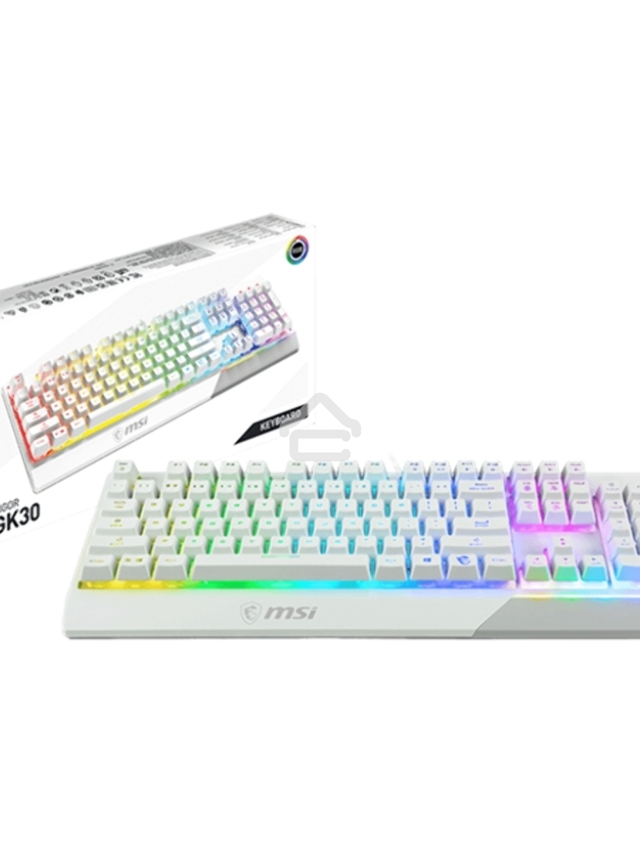 Клавиатура MSI Vigor GK30 белый USB Multimedia for gamer LED (подставка для запястий)