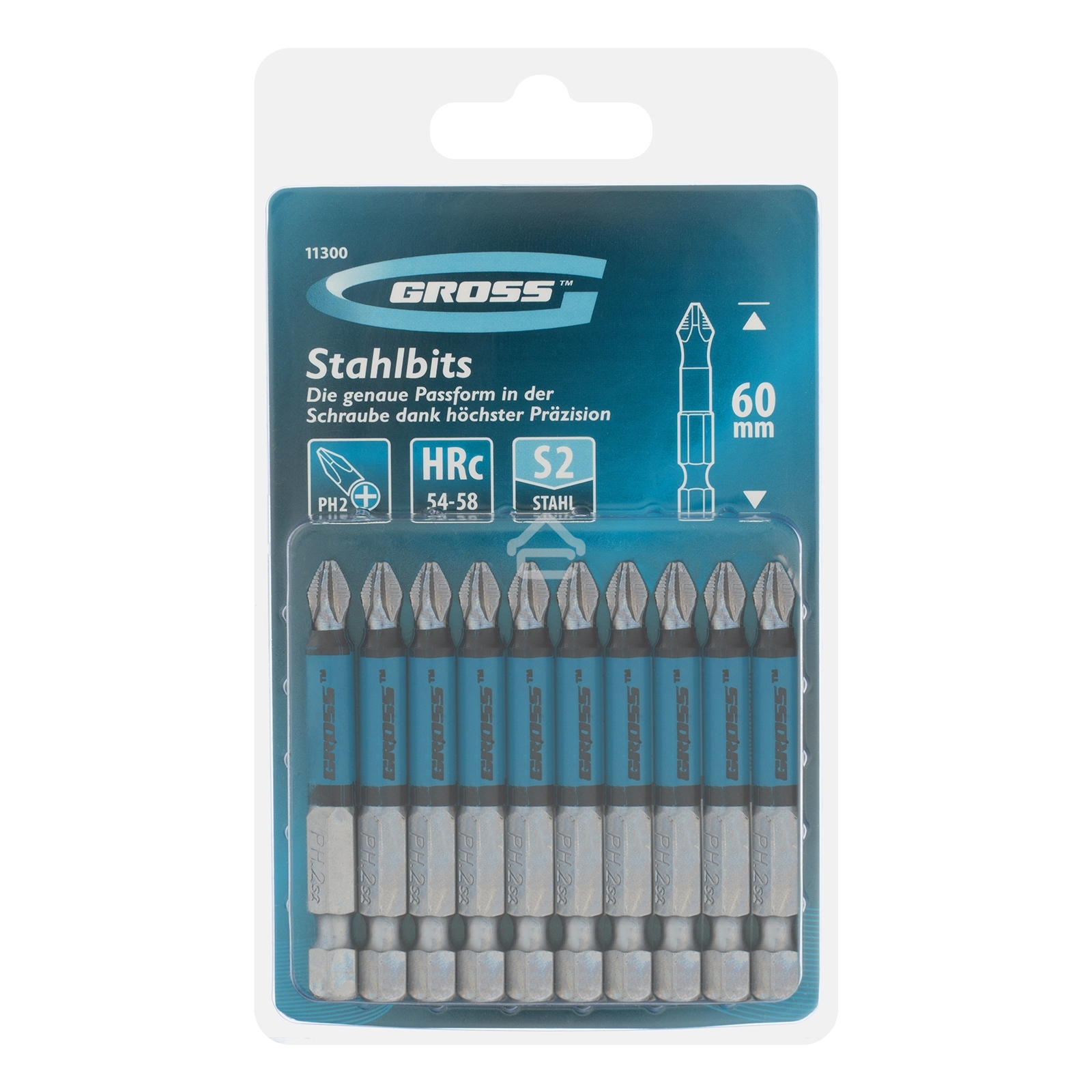 Набор бит Gross PH2х60, сталь S2, 10 шт.