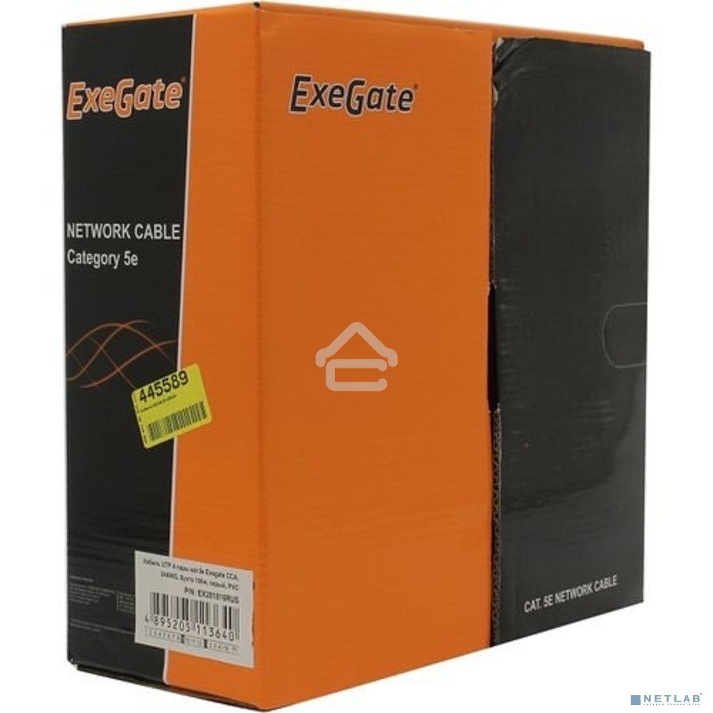 Кабель ExeGate UTP 4 пары кат.5e CCA, 24AWG, бухта 100м, серый, PVC