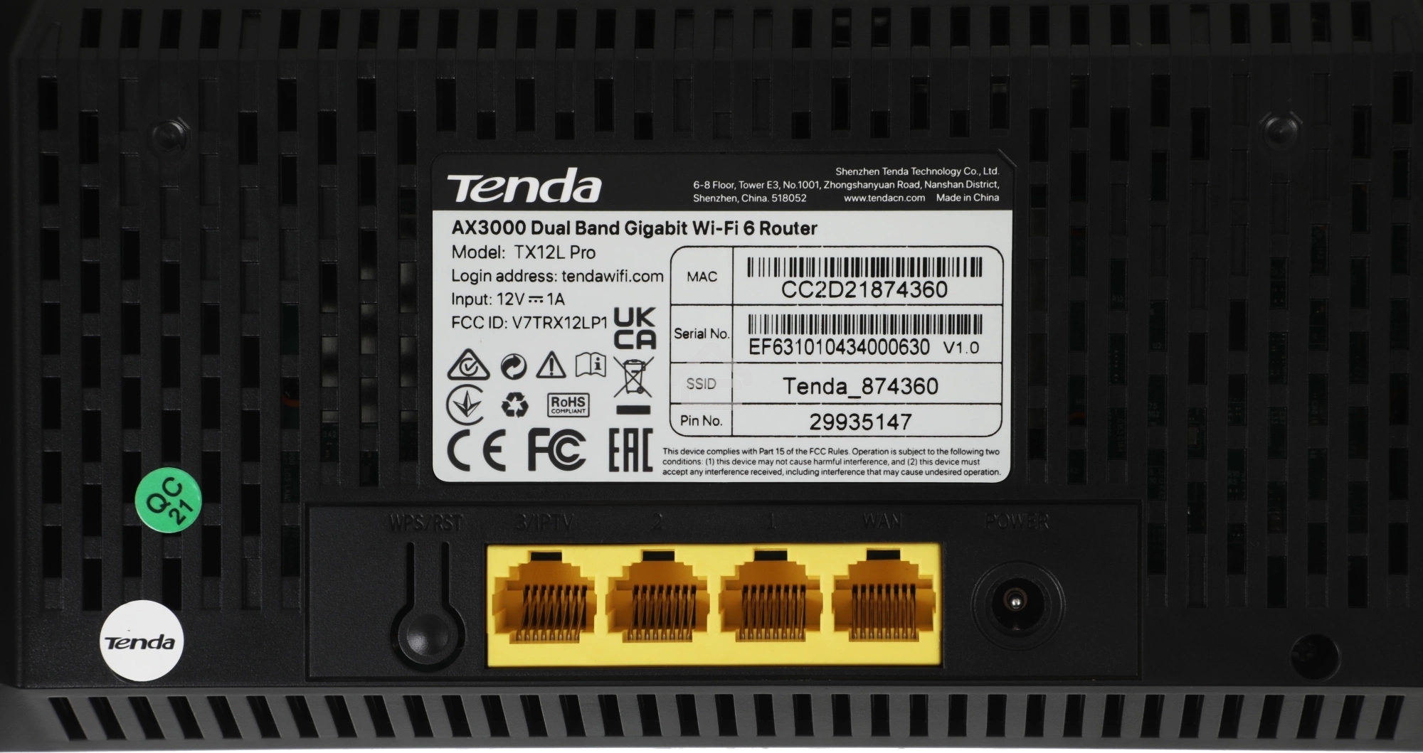 Маршрутизатор Wi-Fi Tenda TX12L PRO двухдиапазонный стандарта AX3000, 5 внешних антенн 6dBi, 1-port 10/100/1000Mbps WAN, 3-ports 10/100/1000Mbps LAN