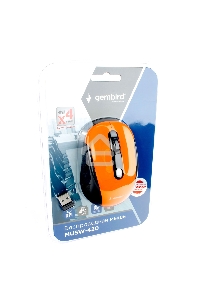 Мышь беспроводная Gembird MUSW-420-3 оранжевый, 1600 dpi, радиоканал, USB, кнопки - 4