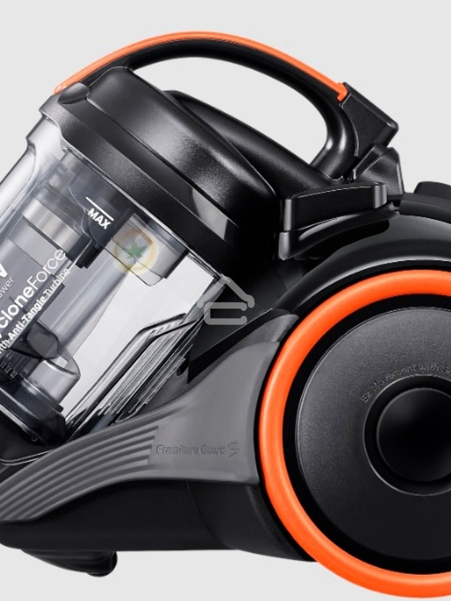 Пылесос Samsung VC15K4136VL/EV черный/оранжевый, 390/1500 Вт, уборка сухая, пылесборник контейнер 1.3 л