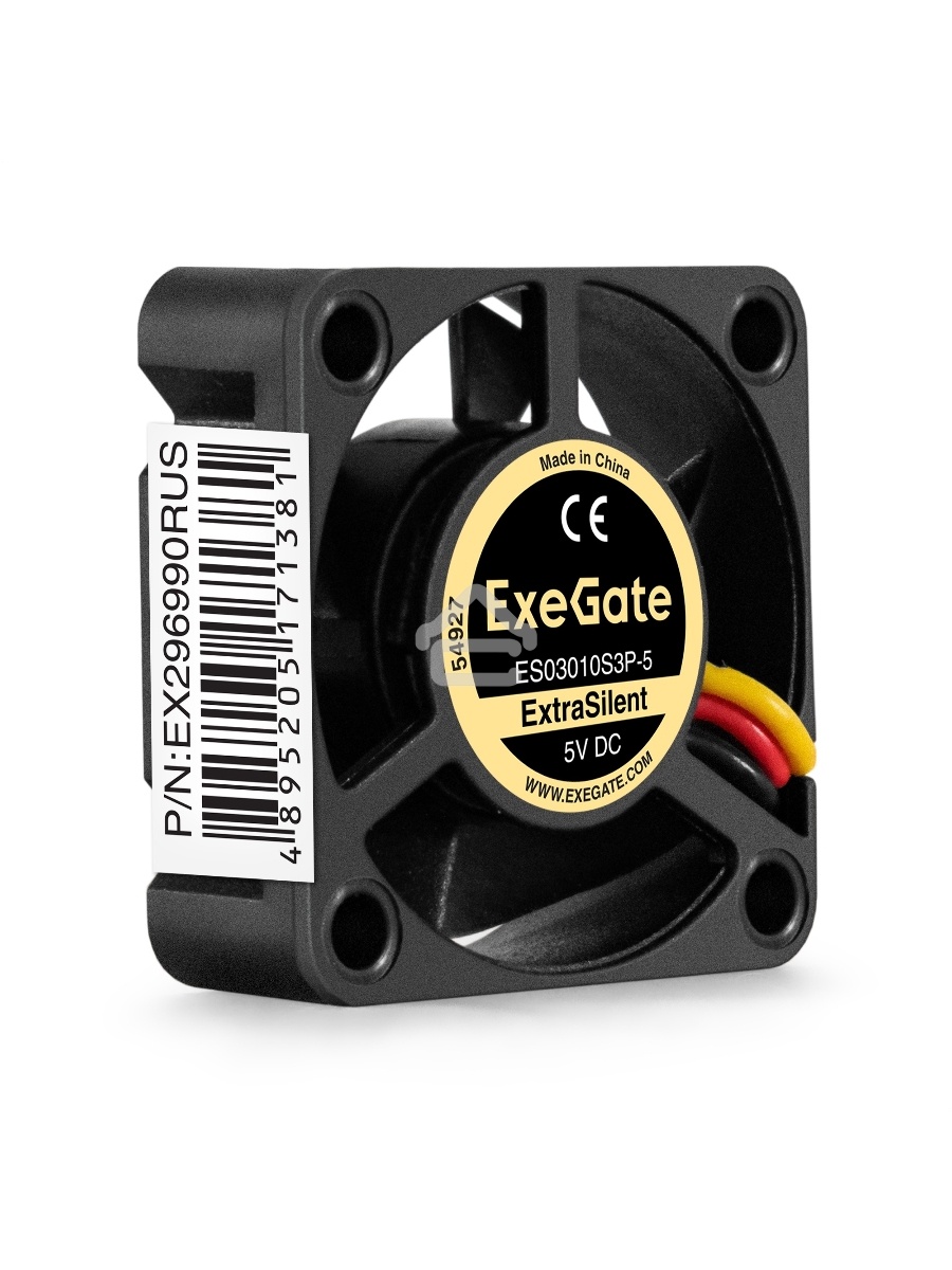 Вентилятор для корпуса ExeGate ExtraSilent ES03010S3P-5 черный, 30 мм, 8500 об/мин, 24 дБ, 3 pin