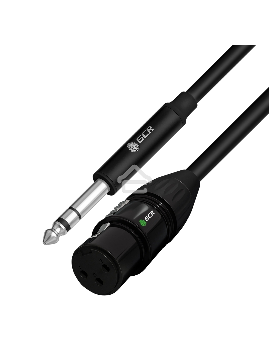 Кабель GCR 5.0m микрофонный stereo jack 6,35mm / XLR, M/F, черный, AL case черный