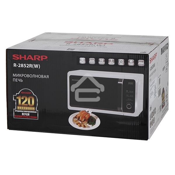 Микроволновая печь Sharp R2852RW белый, 20 л, 800 Вт, переключатели - кнопки/поворотный механизм