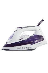 Утюг Galaxy Line GL 6106, белый с фиолетовым, паровой, 2200 Вт, постоянный пар 50 г/мин, паровой удар 180 г/мин, функции: «Самоочистка», «Антикапля», «Антинакипь», функция увлажнения, вертикальное отпаривание, индикатор нагрева, защита от перегрева, керам