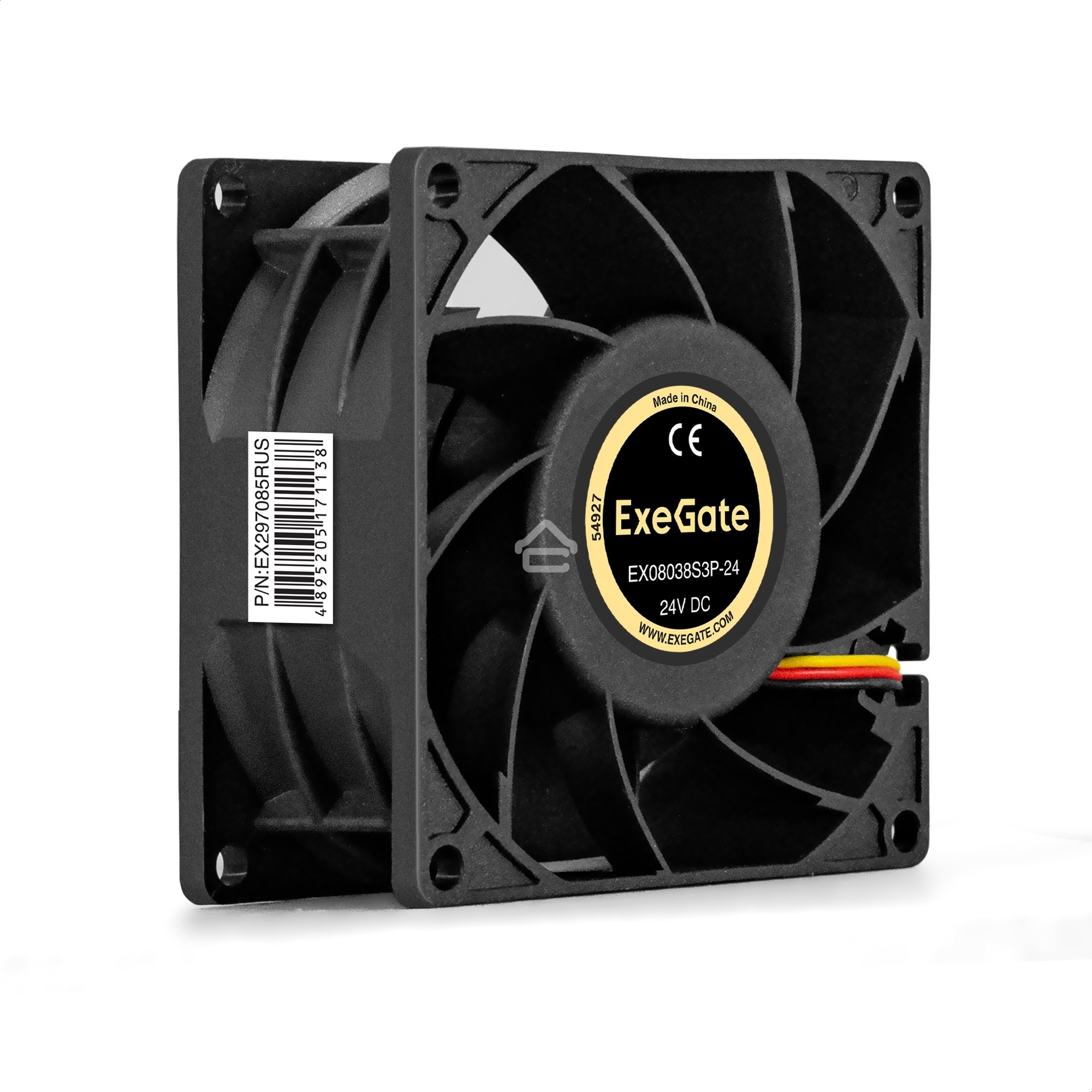 Вентилятор для корпуса ExeGate EX08038S3P-24 черный, 80 мм, 4500 об/мин, 43.2 дБ, 3 pin
