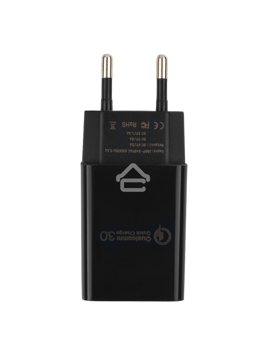 Адаптер питания Cablexpert MP3A-PC-17, QC 3.0, 100/220V - 1 USB порт 5/9/12V, черный