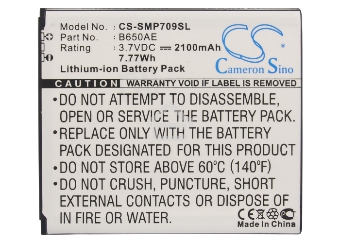 Аккумулятор CameronSinoCS-SMP709SL B650AE для Samsung GT-i9150/GT-i91583.7V / 2100mAh/7.77Wh